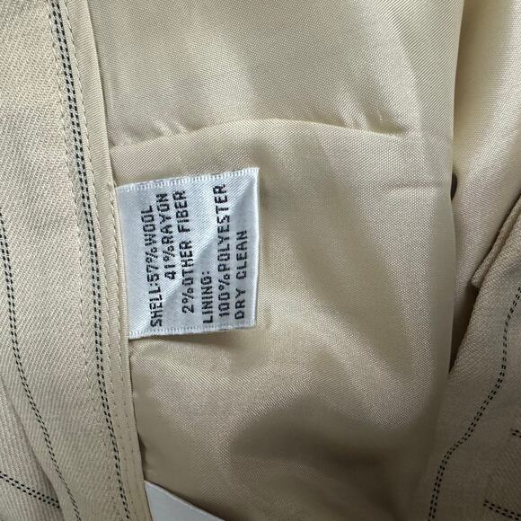 Vintage Talbots Wool Blend Satin Lined Pinstriped Dress Pants Womens 16 Ivory - Picture 7 of 8